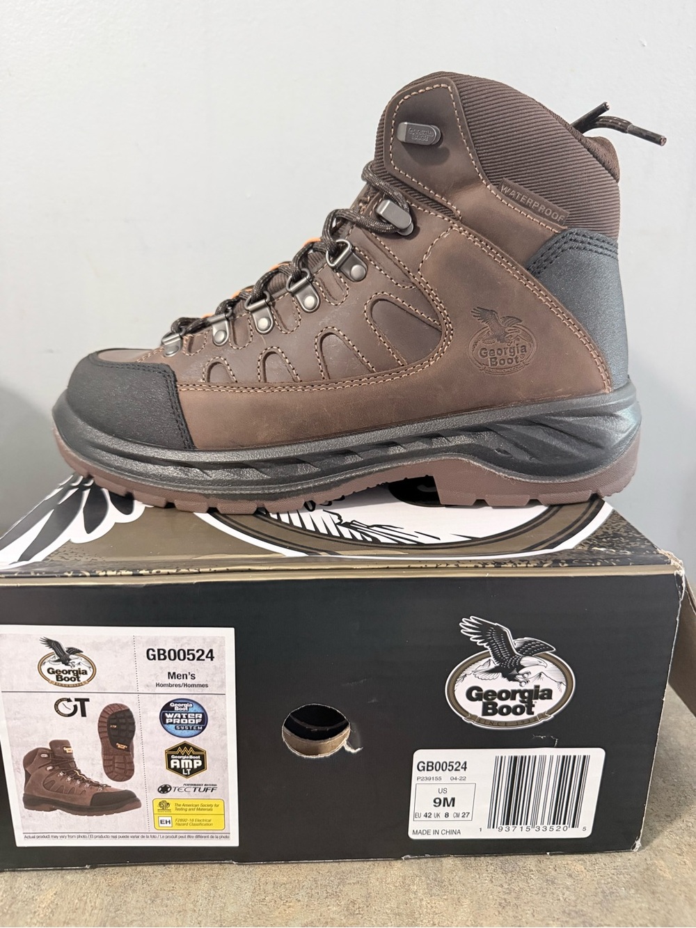 Georgia Boot Brown Leather Men's Work Boots - Picture 4 of 6